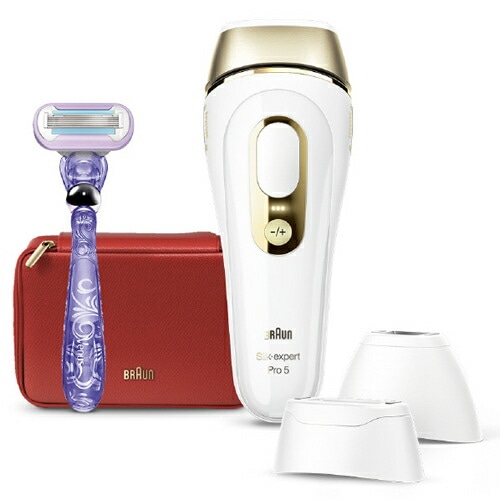 ブラウン【BRAUN】光美容器 シルクエキスパート Pro5 ホワイト＆ゴールド IPL 家庭用脱毛器 VIO対応 PL-5268【男女兼用脱毛器】