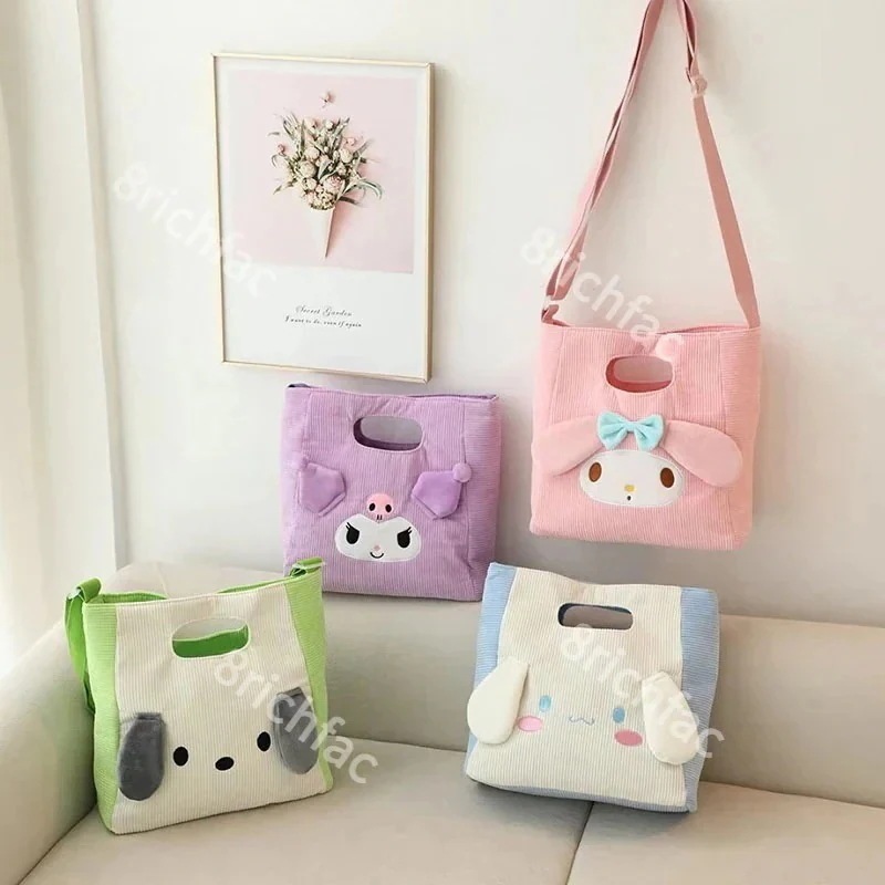 メガ割-サンリオ キャンバス ショルダーバッグ エコバッグ かわいい クロミ マイメロディ シナモロール