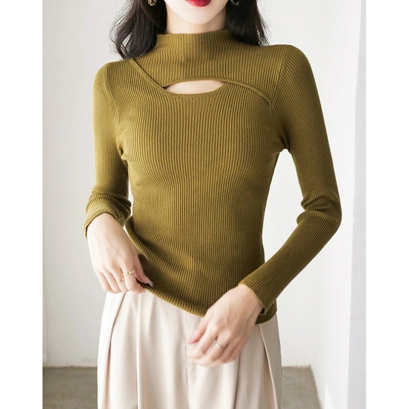 OFFクーポン レディース セーター ニット トップス 柔らかい 長袖 春 秋 冬 プルオーバー 無地 通勤 通学 カジュアル ハイネック かわいい おしゃれ きれいめ ニットセーター リブ ニットソ