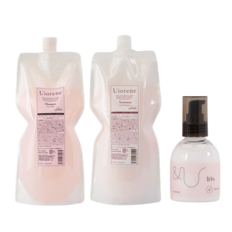 [国内正規品] ウィオレーヌ アイリスシャンプー + トリートメント (リフィル 各 1000ml)+アイリス＆Uマルチミルク100g セット Uiorene 香水シャンプー 髪質改善 髪管理