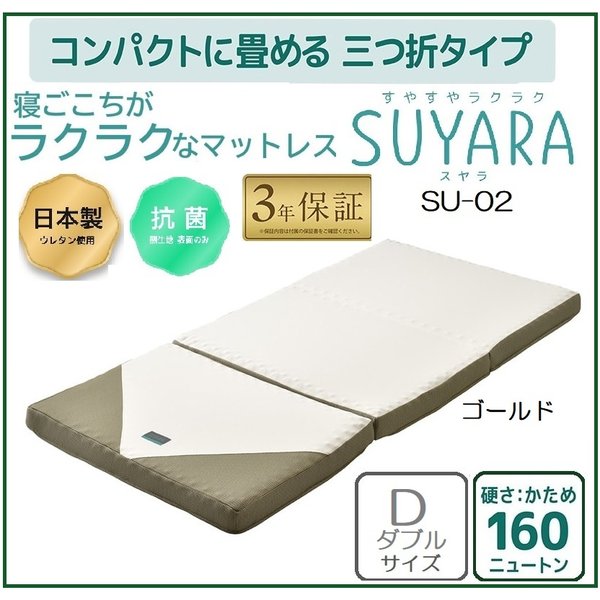 西川 マットレス SUYARA ダブル SU-02 日本製 厚さ9cm 2460-10524 抗菌