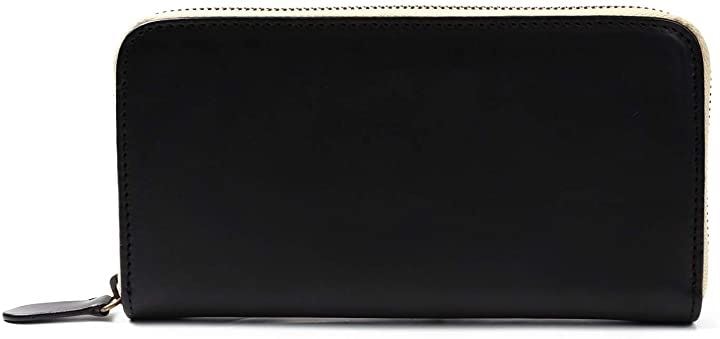 長財布 レディース 牛革 本革 ラウンドファスナー 小銭入れ ブラック(黒)