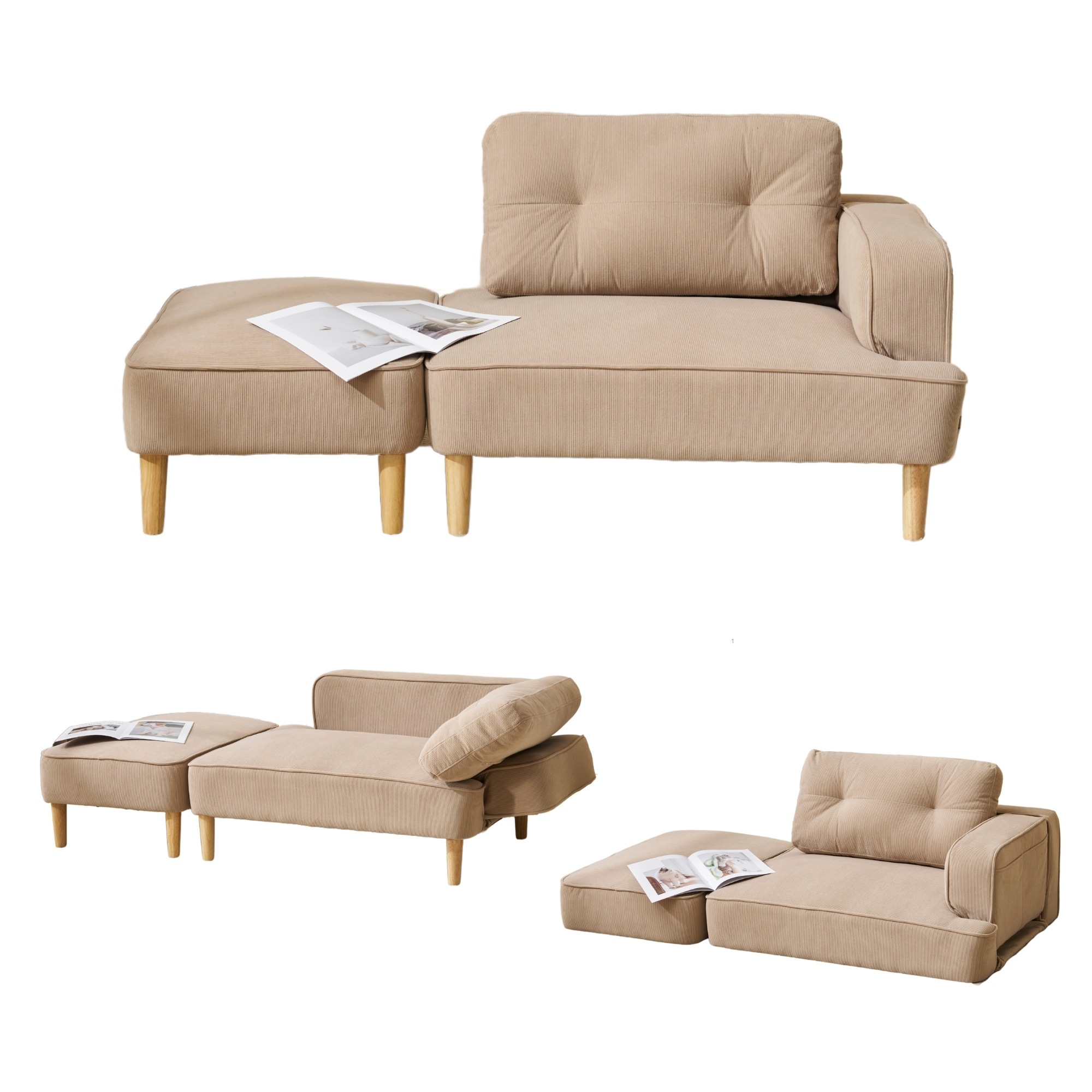 【国内出荷 - 3日配達】2-3人掛けソファー Ｌ字ソファー　組み合わせ ソファ 多機能ソファベッド カウチ 自由レイアウト ダイニングソファー オットマン コーナーソファー おしゃれ カウチソファ