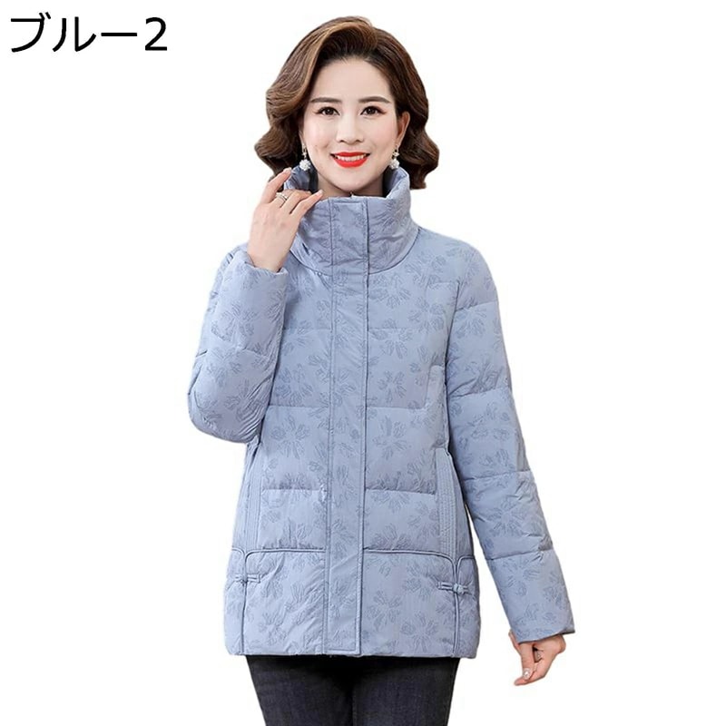 コットンジャケット レディース 花 花柄 プリント 中綿ジャケット 上着 ダウンコットンジャケット 長袖 厚い 保暖保温 綿服 柔軟性 秋 冬 耐洗 婦人 シニア お年寄り 中高年 母の日 50-70