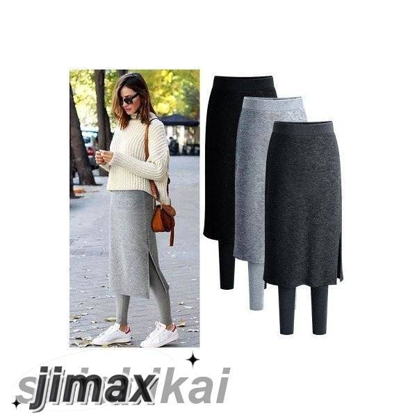 スカート レディース スリット 薄手 厚手 裏起毛 レギンス フレアスカート 膝下 スカート付きレギンス ストレッチ タイツ 秋冬 プレゼント
