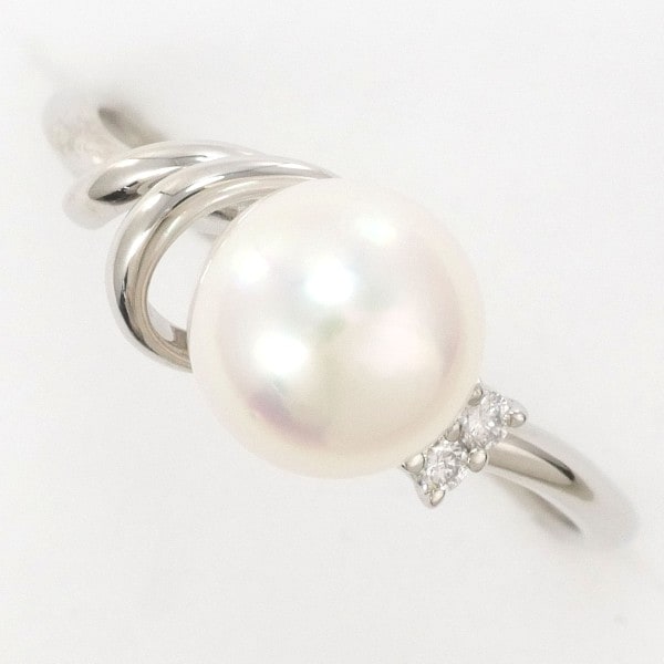PT900 プラチナ リング 指輪 8号 パール(真珠) 約7mm ダイヤ ジュエリー 中古