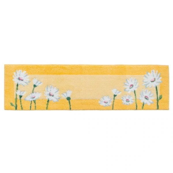 イノセントデイジー 吸着 30×110cm 玄関マット イエロー 滑り止め 洗える 丸洗い 抗菌 防臭 エレガント