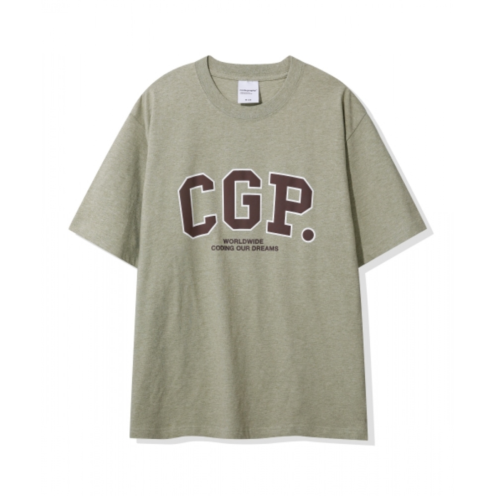 CODEGRY CGP アーチロゴカラーメランジショートスリーブ Tシャツ_カーキ