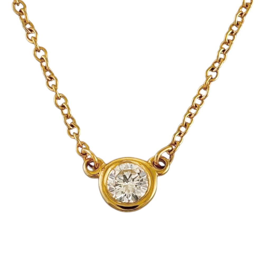 ティファニー バイザヤード 約0.12ct ネックレス 18金 K18イエローゴールド ダイヤモンド TIFFANY&Co. 中古 美品