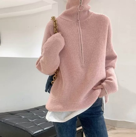トップス セーター プルオーバー レギュラー丈 長袖 レディース 個性的 タートルネック ハイカラー ストレート 厚手 シンプル カジュアル お洒落 キュート ルーズ とろみ感 シック 暖かい