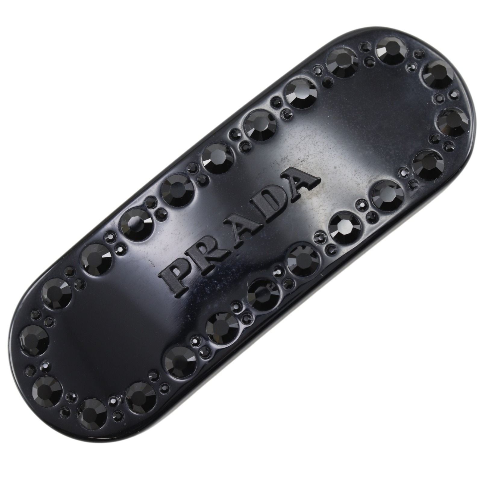 ロゴ ビジュー 1IF043 バレッタ プラスチック NERO 黒 レディース 中古品