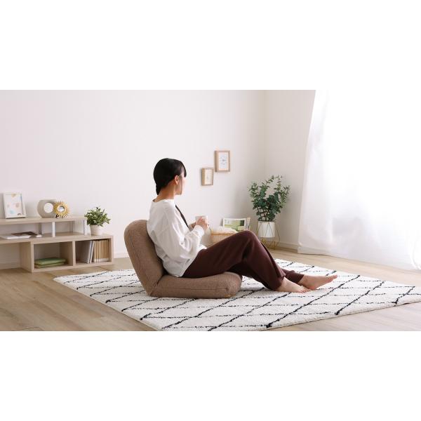 座椅子 かわいい リクライニング ソファ フロアチェア ブークレ生地 おしゃれ 椅子 クッション