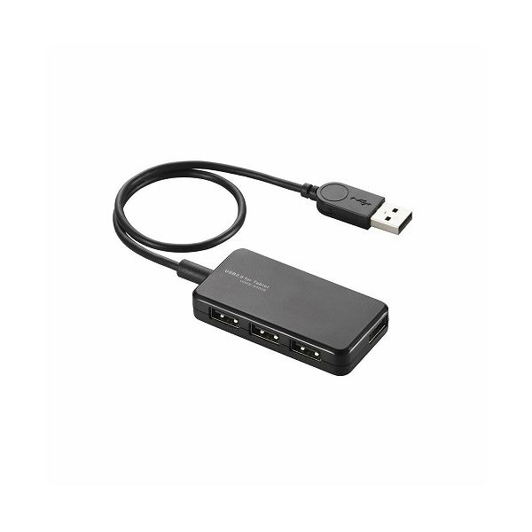 (まとめ)エレコム USB2.0ハブ(Windowsタブレット向け) U2HS-A402BBK(×3セット)