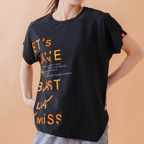 チュニックラインアシメTシャツ 半袖 フィットネス ウィメンズ 1534-1455-BLK
