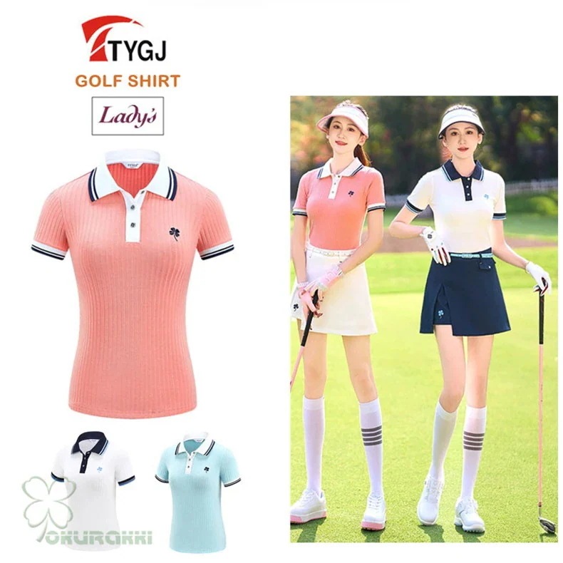 ゴルフ 半袖ポロシャツ ゴルフウェア 通気速幹 ストレッチ シャツ レディース ポロシャツ 春夏新作モデル2506gfshirt08