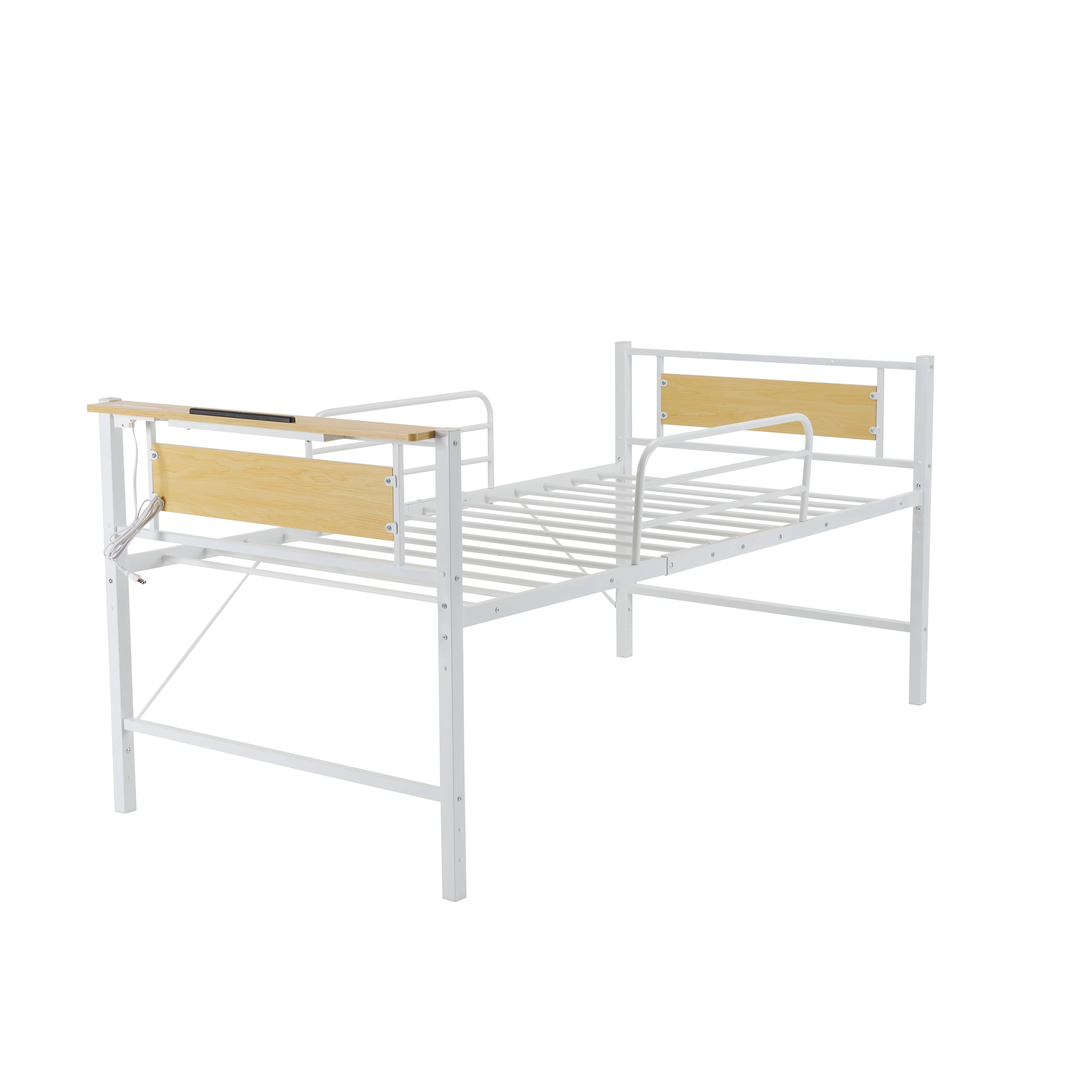 【2点購入で150OFF】品質良い!店舗お勧め! 【ホワイト】ロータイプベット 宮棚　ベッド シングル ロング 高さ調節 3段階 パイプ ベット　 スチール　ベッド下 収納付きフレームベッド 1人用【 14,224円