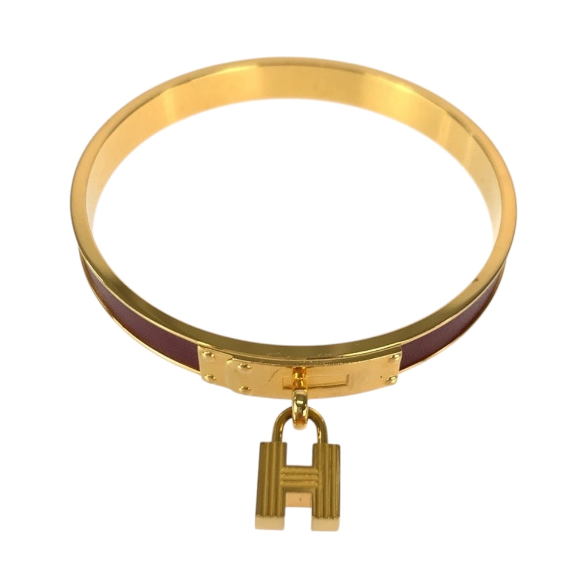 美品 ケリーバングル Hモチーフ ゴールド ボルドー メッキ バングル M刻印 レディース 505196 24,220円