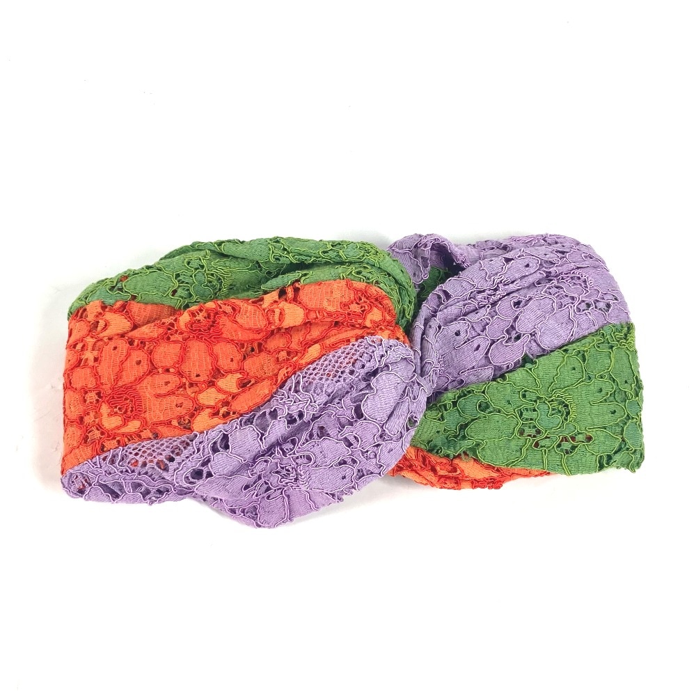 ヘアバンド 499711 ターバン レース フラワー ヘッドバンド カチューシャ ヘアアクセサリー レーヨン ライトパープル