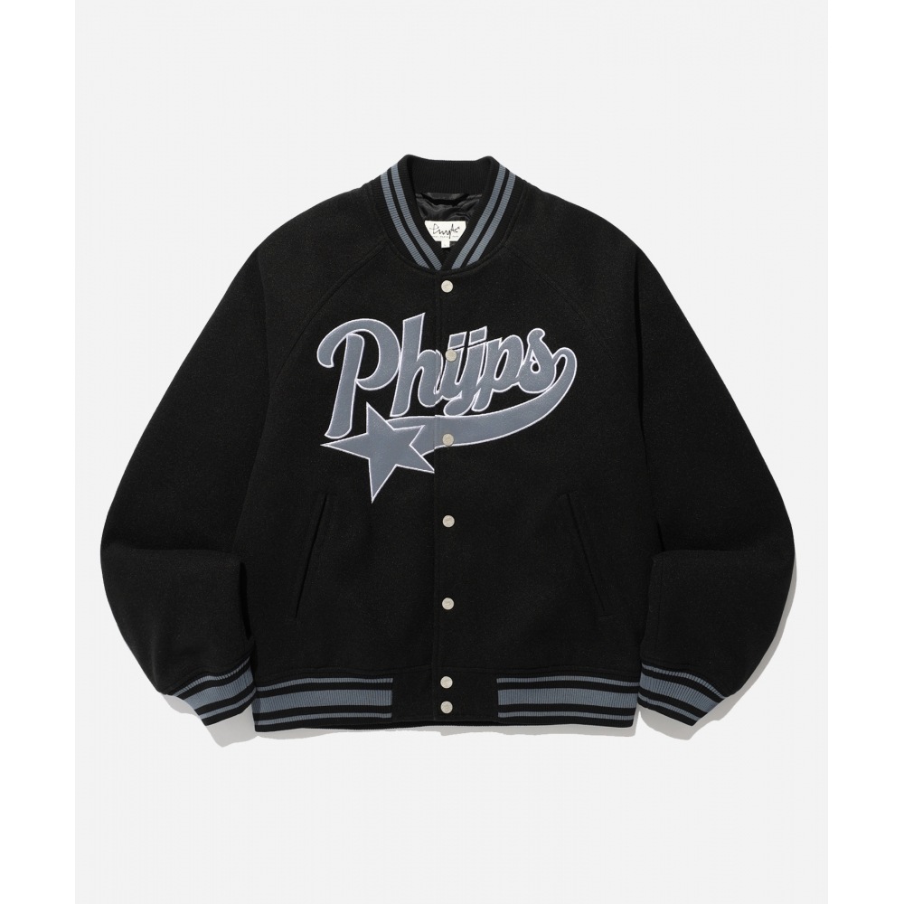 体育部門 PHYPS スター テール バーシティ ジャケット ブラック
