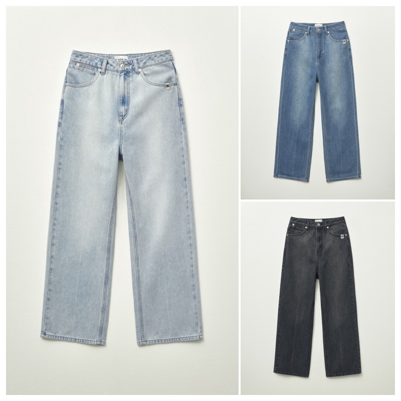 【SATUR】 (W) LINEN RELAVED DENIM PANTS : 3COLORS
