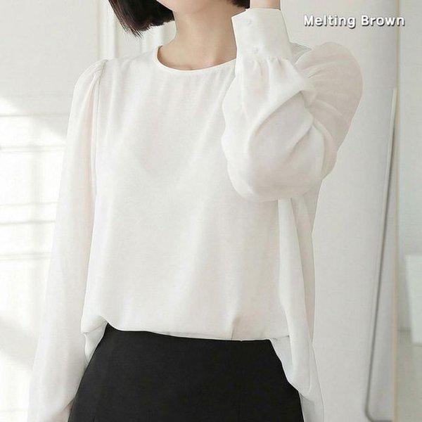 女性ラウンドネック面接ブラウス T09