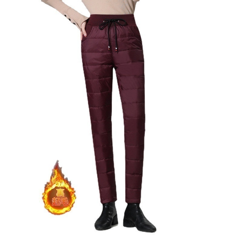ダウンパンツ暖かいレディース冬防寒暖パンツあたたかいあったかパンツはっ水撥水加防水股下大きいもあり雨の雪のゆったり
