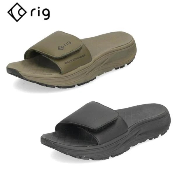 rig リグ サンダル メンズ 10 oga オーガ カーキ 緑 ブラック 黒 厚底 リカバリーサンダル シャワーサンダル ベルクロ