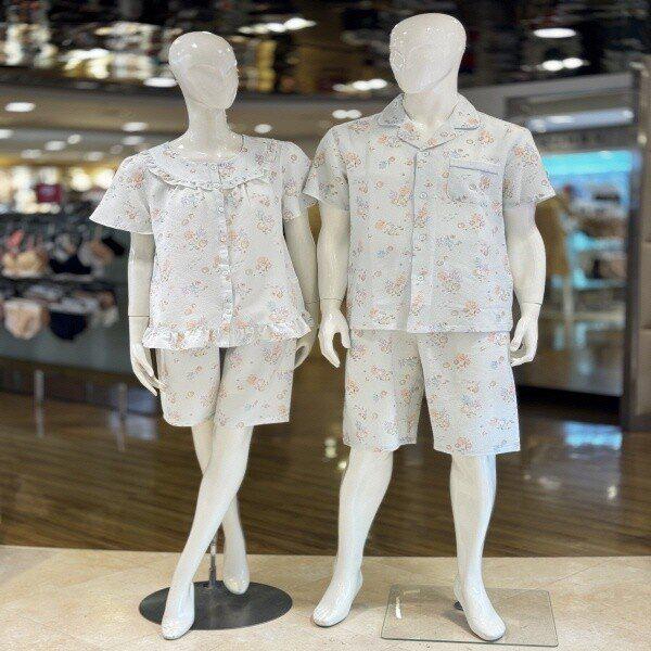 WP8854R_海のクーリングしわ生地半袖カップルパジャマ