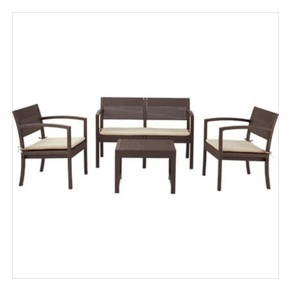 ガーデンリビング4点セット ブラウン 1Pソファ:W58.5×D61×H75.5×SH41 ODS-104