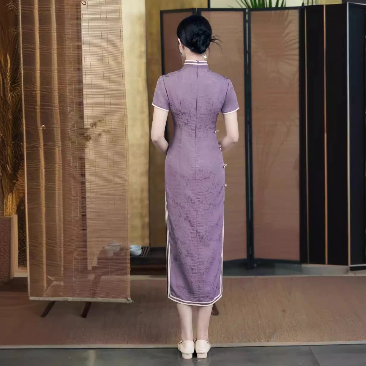 ワンピースドレスドレス2025パーチョンサムイヤー春と秋の女性の新しいスタイルチョンサムサマー