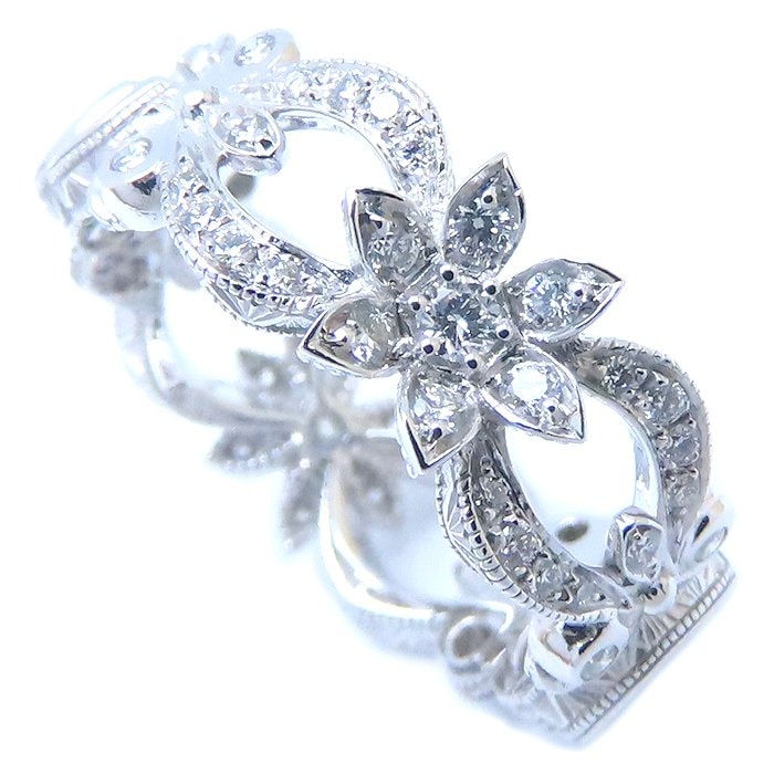 フローラ リング 指輪 ダイヤモンド #8 7.5号 花モチーフ K18WG ホワイトゴールド レディース/294308【中古】 138,000円