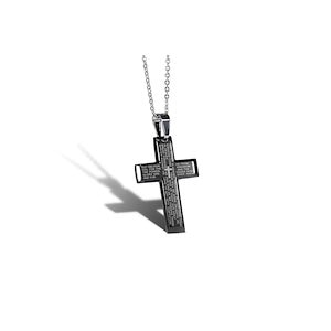 ネックレス クロスペンダント 十字架 ステンレス製 チェーン ブラック 黒 メンズ レディース 兼用