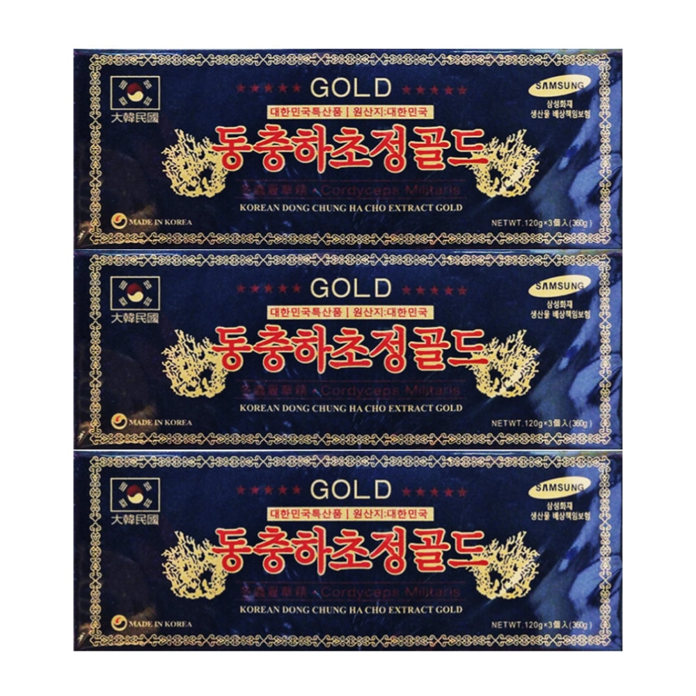 冬虫夏草精ゴールド120g×3個入り 3木箱/ミリタリス冬虫夏草抽出液60％靈芝エキス10％川芎エキス5％/韓国伝統健康補助食品