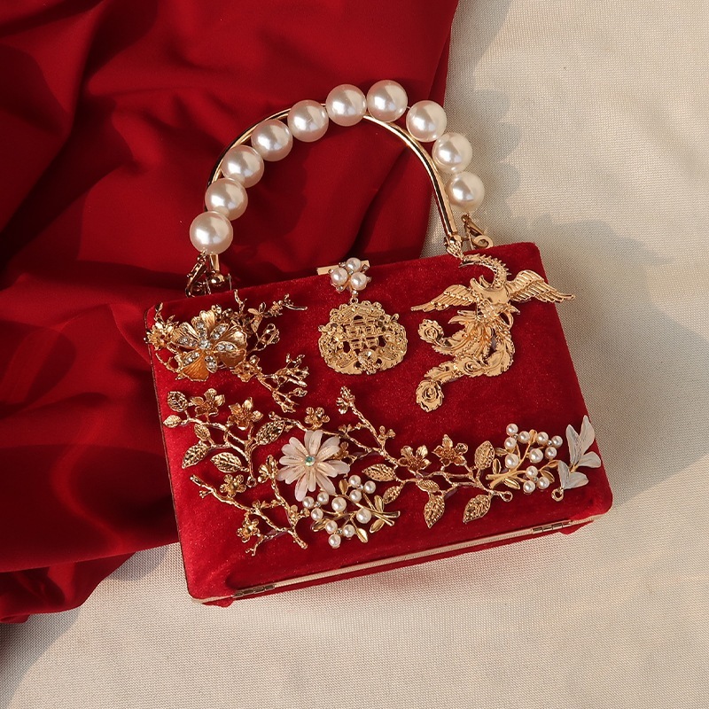 の結婚式 Xiue レトロ スタイルのウェディング バッグ ブライダル バッグ女性赤口ゴールド バッグ ハンドバッグ女性 母の日