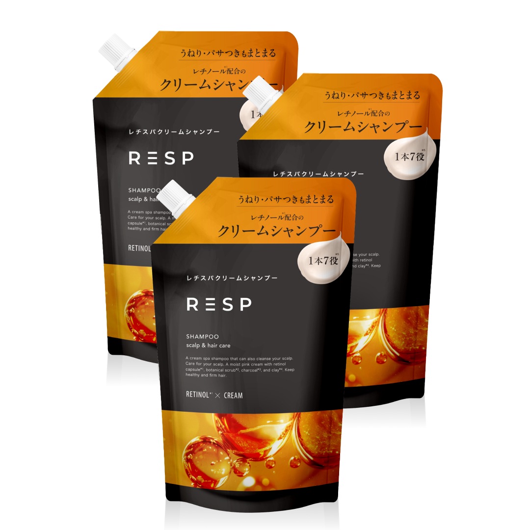 クレイクリームシャンプー【公式】レチスパクリームシャンプー (400g詰め替え 3個セット) クリームシャンプー 泥シャンプー レチノール カプセル配合 オールインワン 1本7役