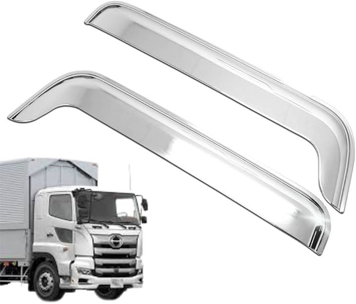 互換品 日野 17プロフィア エアループレンジャー 17レンジャー プロフィア対応 メッキ ドアバイザー 左右セット トラックパーツ 外装 カスタム ドレスアップ(シルバー)