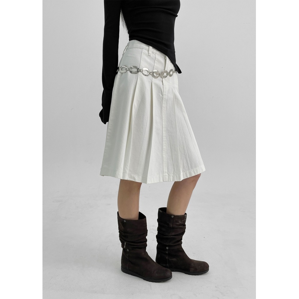 ブラックアップ [MADE] アイルコットンプリーツミディスカート