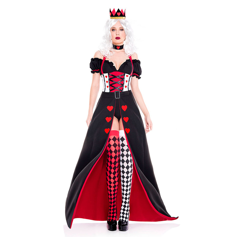 卸売ヨーロッパとアメリカのハロウィンコスプレハートのプリンセス不思議の国のアリス女王ハートの女王のドレス