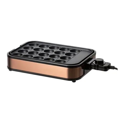 YAMAZEN NEHA-W012 着脱式ホットプレート たこ焼きプレート＆平面プレート2枚組 BR