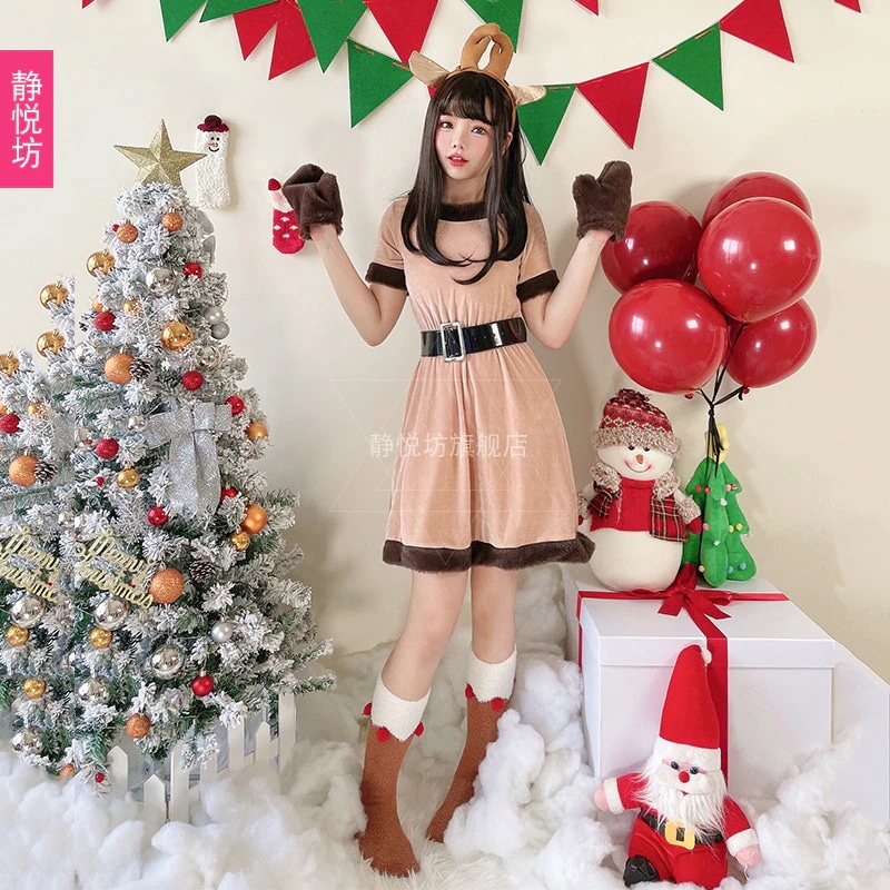 クリスマス大人用トナカイコスチュームサンタクロースヘラジカロールプレイコスチューム年次総会仮装イベントドレス