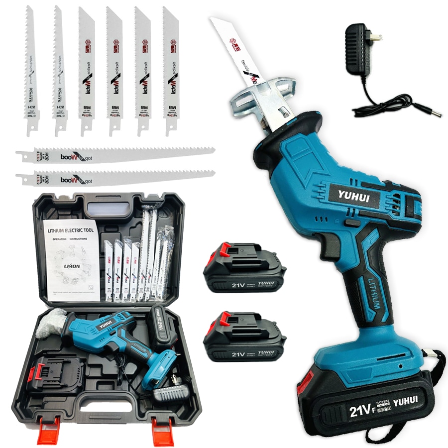 電動のこぎり 21V 充電式レシプロソー 無段変速 替刃8本 バッテリー2個セット