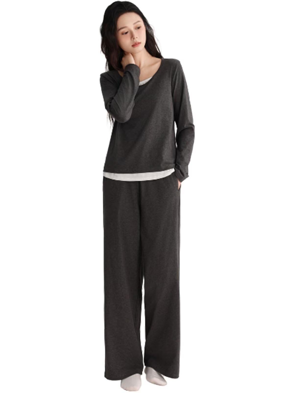 [WULFUL] パジャマ レディース 綿パジャマ ルームウェア 長袖 ロングパンツ 上下セット 部屋着 春 夏 秋 ゆったり 柔らかい 女性らしい ふわふわ 230