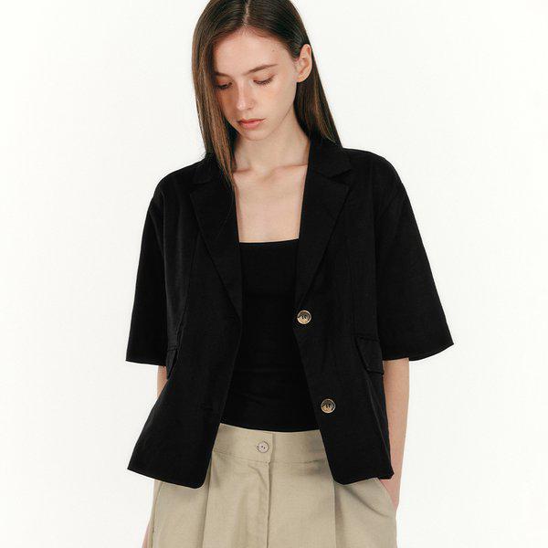 リネン セミクロップ ジャケット(MAFBJK04MBK)