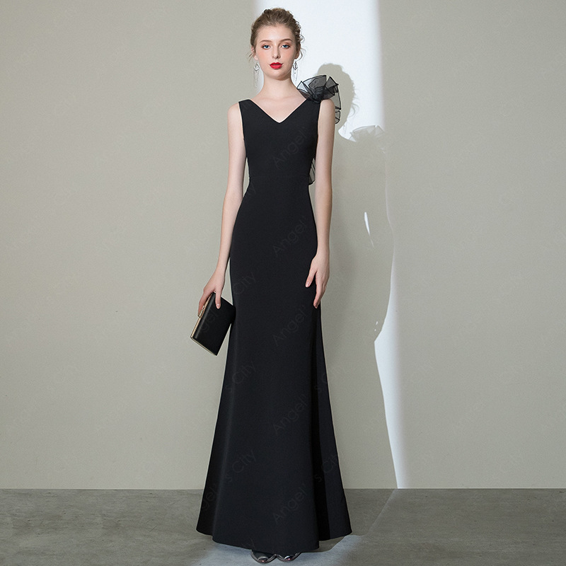 セクシー体型 カバー気質 高級感 2024新作 Vネックワンピースフィッシュテールワンピース着痩せドレステーマドレス結婚式ドレス演奏会ドレス新年会ドレス-19