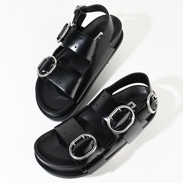 サンダル スポーツサンダル バックルストラップ レザー J15WP0091 P2775 レディース ブラック 夏 フラットサンダル