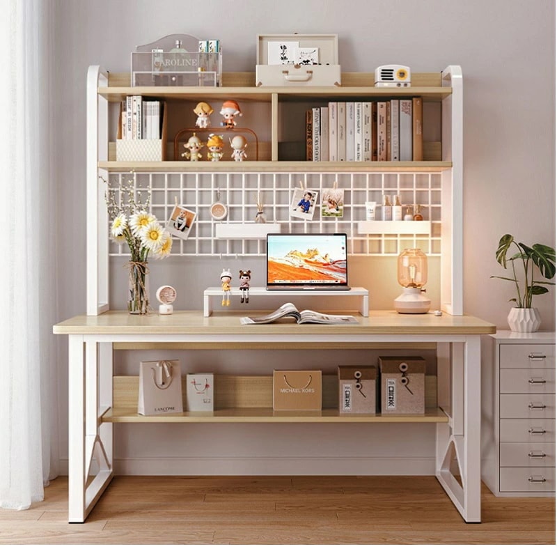 【ダークブラウン】パソコンデスク引き出し付き3段シェルフ付書斎机 学習机 勉強机 ダークブラウン】パソコンデスク引き出し付き3段シェルフ付書斎机 学習