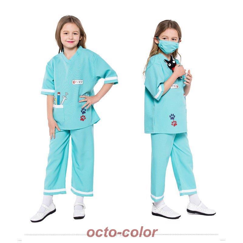 【万聖節セール】子供 獣医 コスプレ衣装 お医者さん ナース 看護婦さん ハロウィン コスチューム 3点セット キッズ ハロウィ