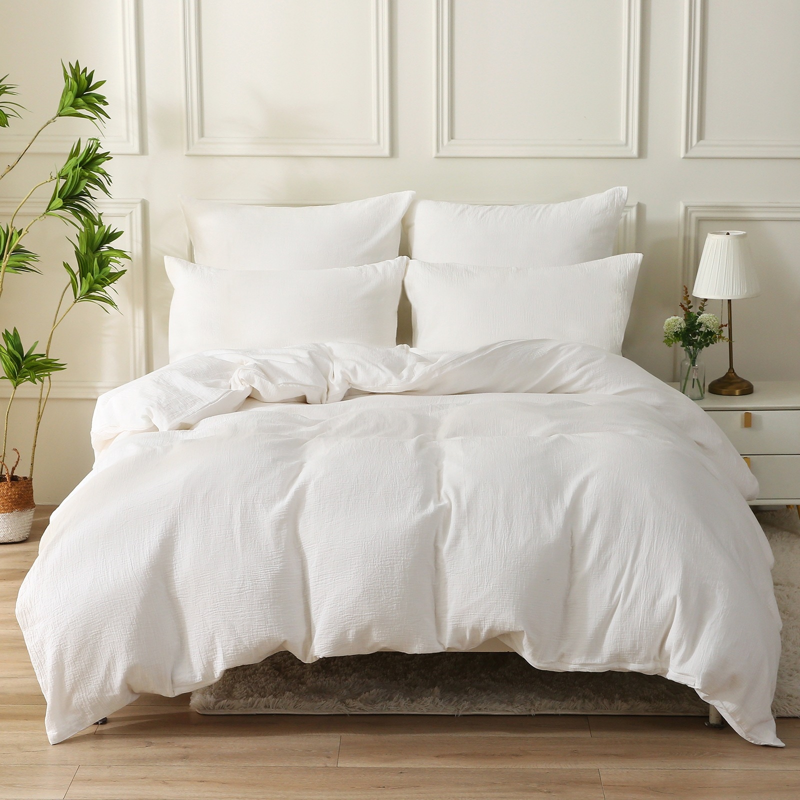 布団カバー 3点セット セミダブル ガーゼ ホワイト