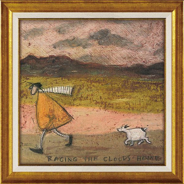 ユーパワー サム/トフト Gel加工 アートフレーム スクエア/Mサイズ 「雲と家まで競争だ」