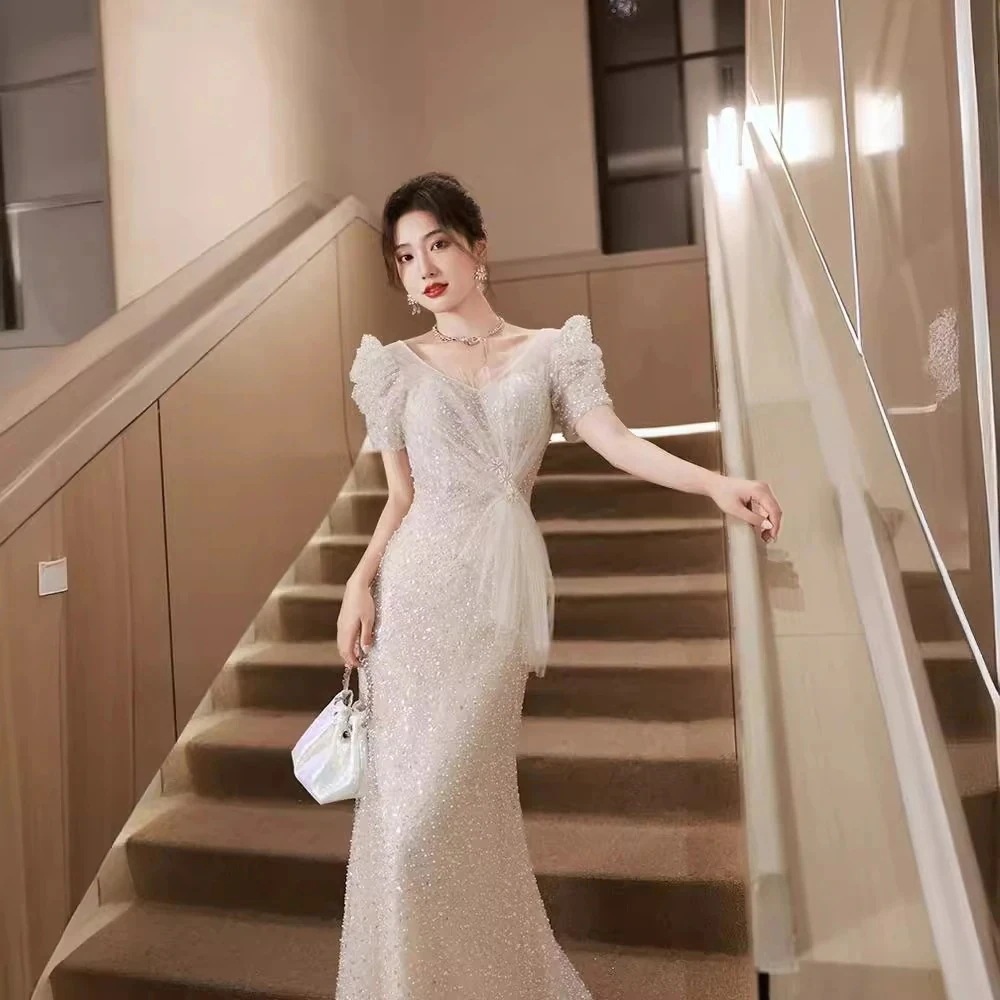 フィッシュテールのイブニングドレス ンピース ロング 入学式 宴会 結婚式 ドレス パーティードレス お呼ばれ 披露宴